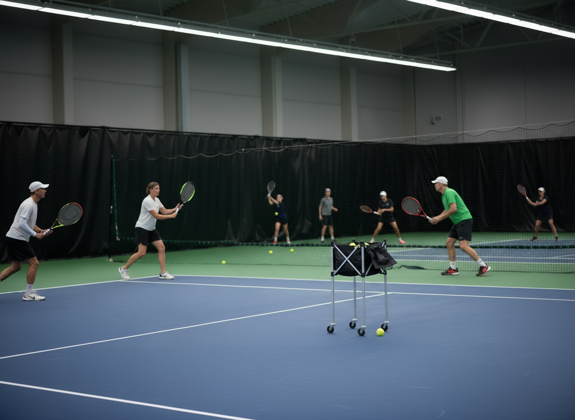 Indoor winter tennis at Fort Lee Racquet Club